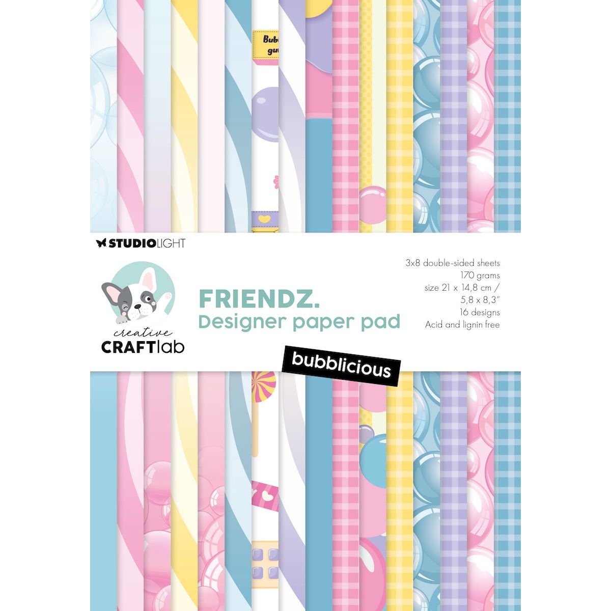 Studio Light Designer 8x6 Paper Pad Bubblicious Friendz ccl-fr-dpp358