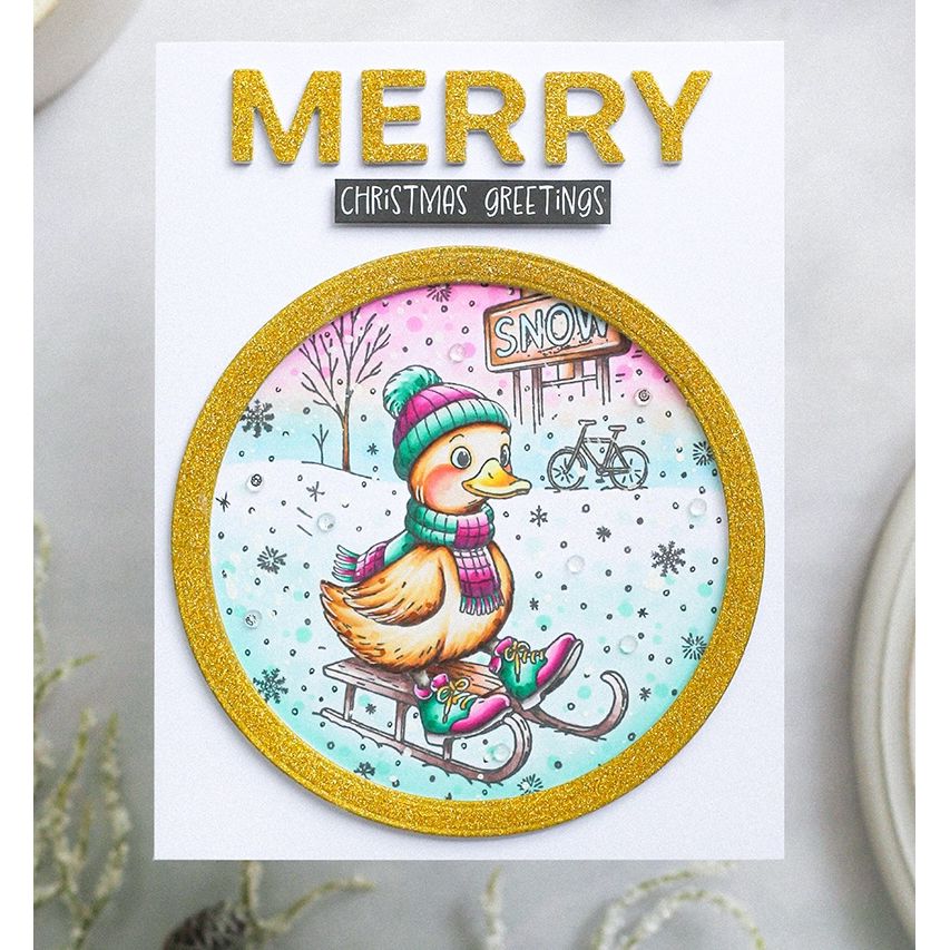 Studio Light Duck on a Sleigh Essentials Clear Stamp sl-es-stamp899 merry