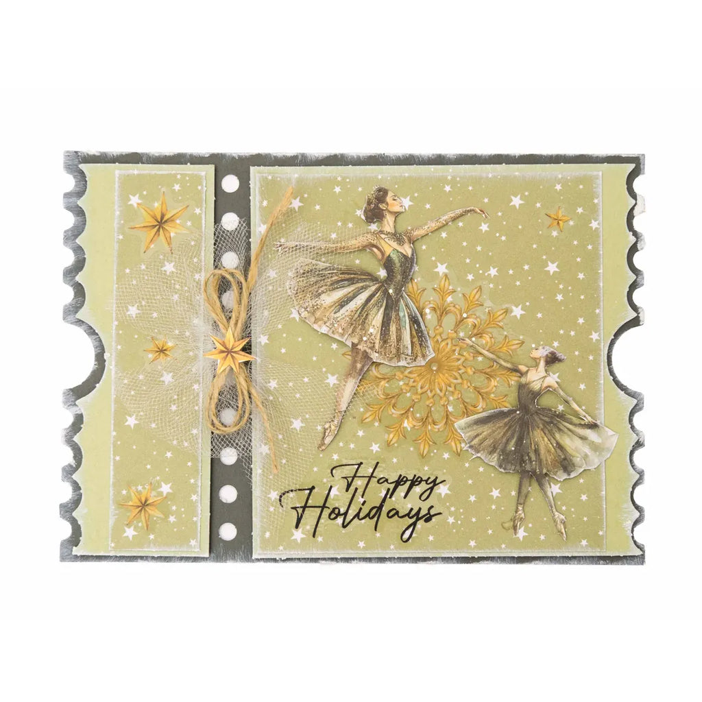 Studio Light Elements and Texts Christmas Forest Transparent Stickers sl-cf-stic81 ballerina stars brown bow happy holidays card