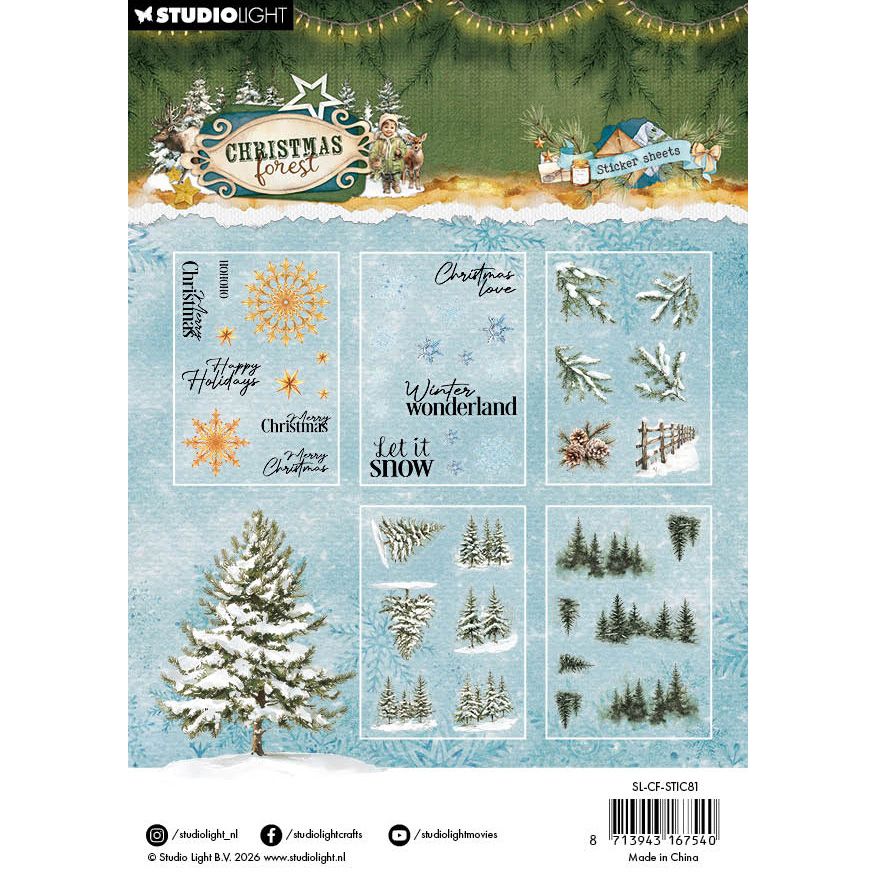 Studio Light Elements and Texts Christmas Forest Transparent Stickers sl-cf-stic81 sheets