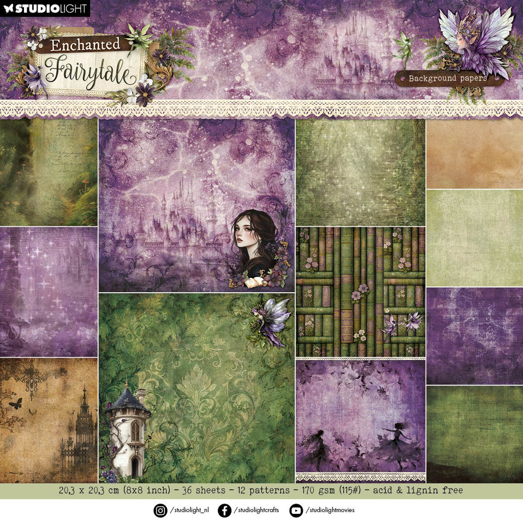 Studio Light Enchanted Fairytale 8x8 Background Paper sl-ef-dpp467