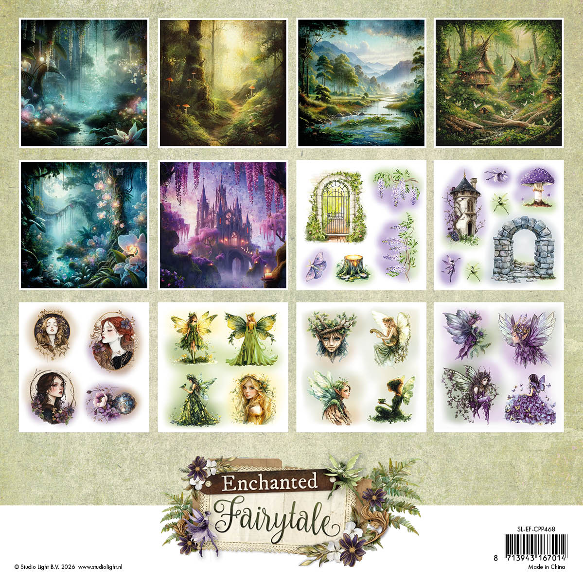 Studio Light Enchanted Fairytale Collage 8x8 Paper Pad sl-ef-cpp468 sheets