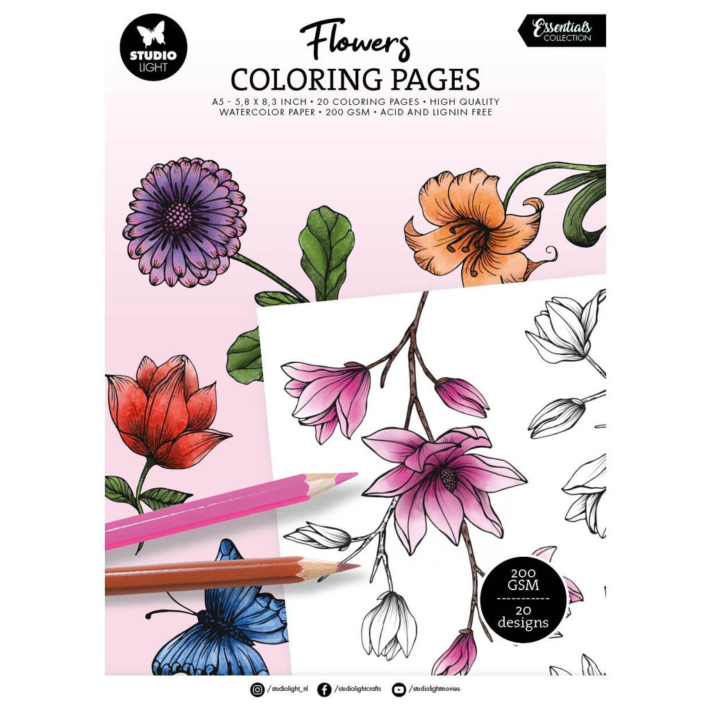 Studio Light Flowers Essentials Coloring Pages sl-es-cpp282