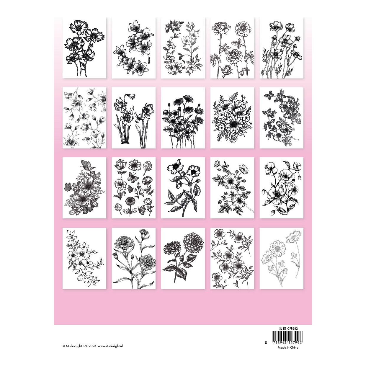 Studio Light Flowers Essentials Coloring Pages sl-es-cpp282 back cover