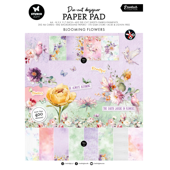Studio Light Flowers Essentials Die-Cut Paper Pad sl-es-dcpp413