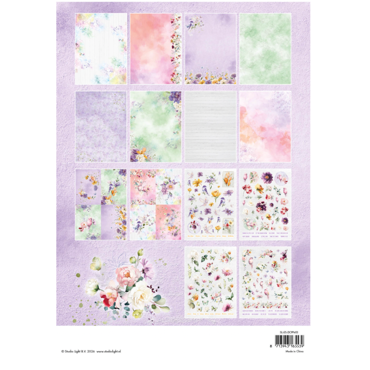 Studio Light Flowers Essentials Die-Cut Paper Pad sl-es-dcpp413 back of product