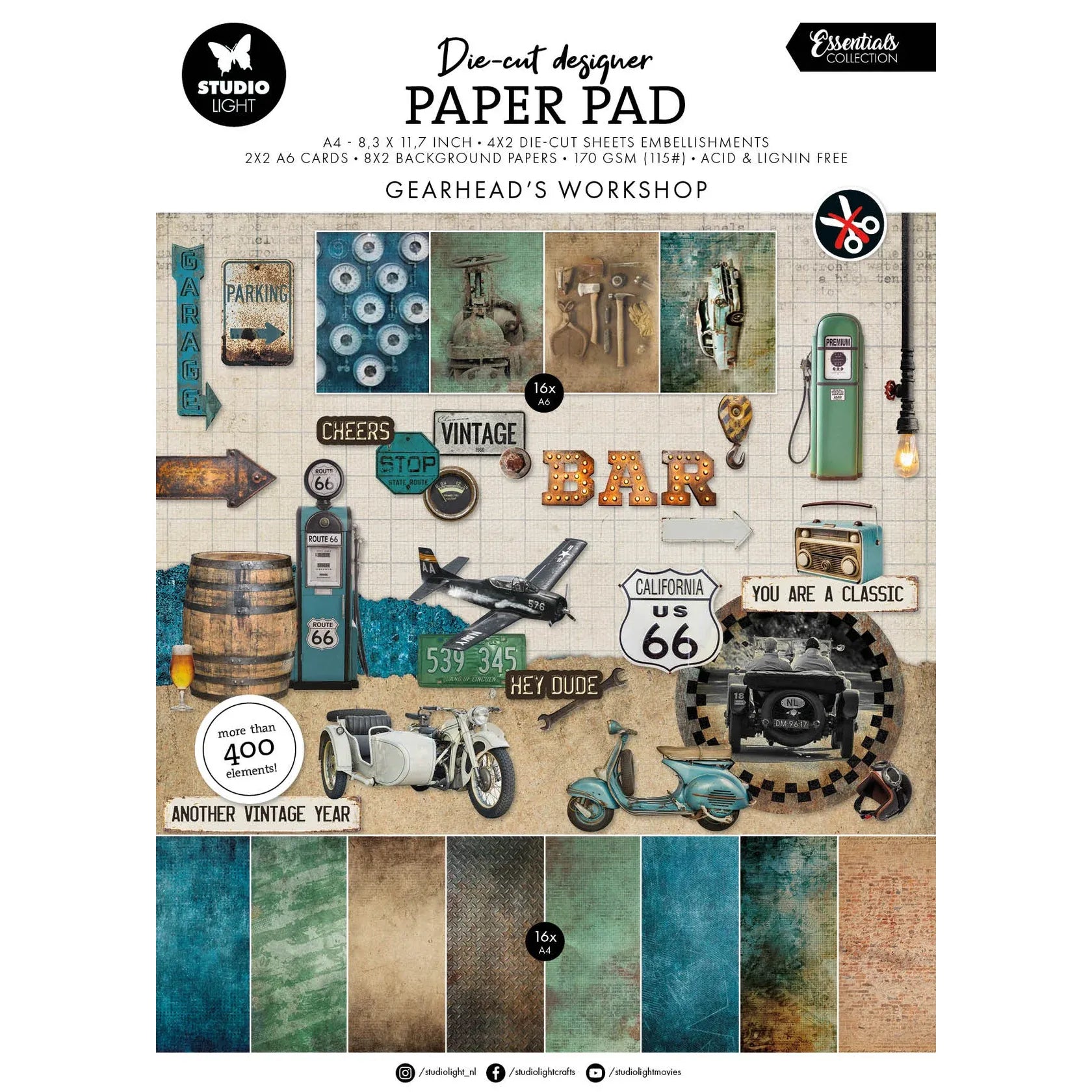 Studio Light Gearhead Workshop Die-Cut Paper Pad sl-es-dcpp436