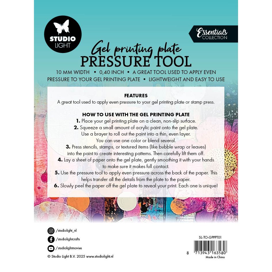 Studio Light Gel Printing Plate Pressure Tool sl-to-gpppt01 package back