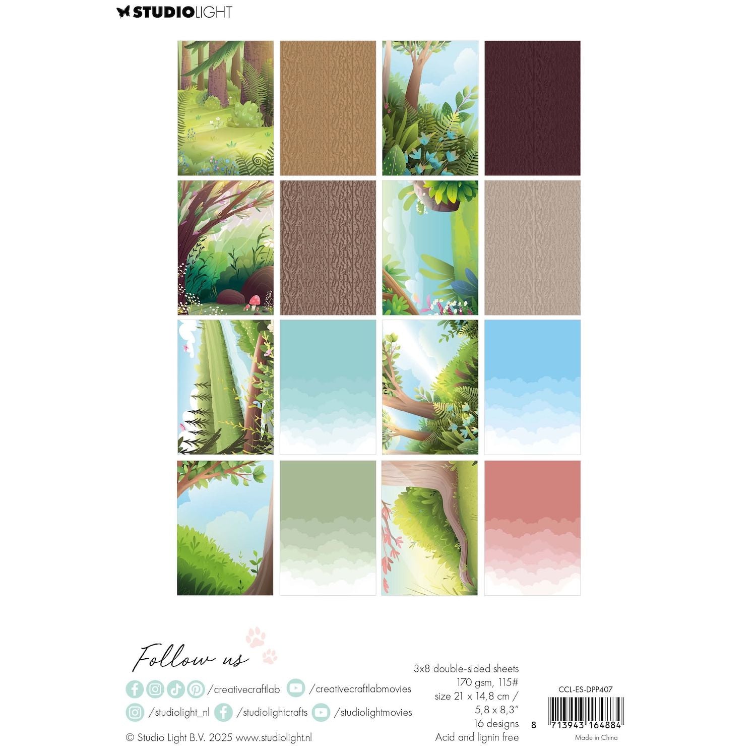 Studio Light Green Forest Essentials Paper Pad ccl-es-dpp407 package back