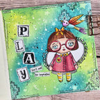 Studio Light Just A Girl Clear Stamp abm-26-stamp968 red glasses orange bow blue bird play card vicky papaioannou 