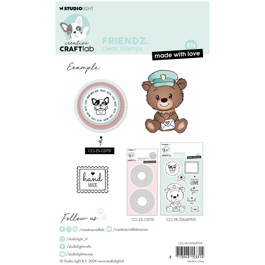 Studio Light Made With Love Friends Clear Stamps ccl-fr-stamp709 package
