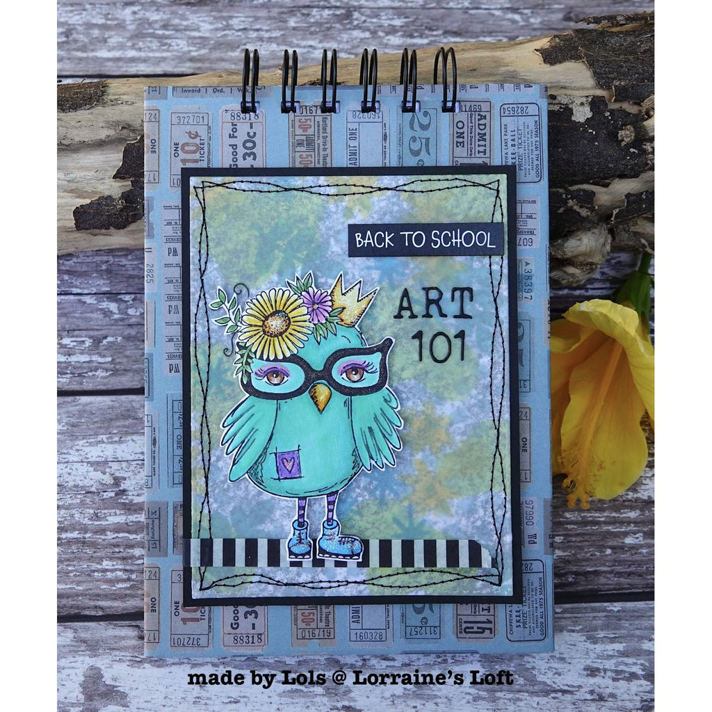 Studio Light Marlene's Birds Clear Stamps abm-26-stamp938 owl with glasses art 101 back to school card