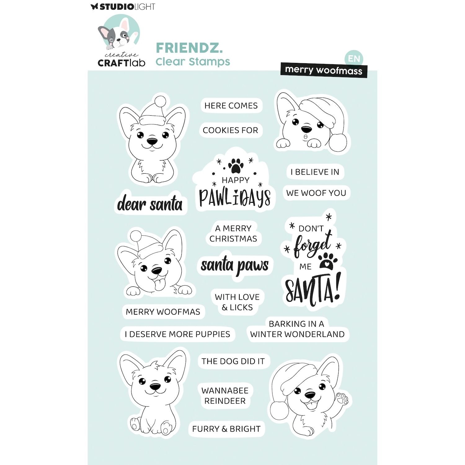 Studio Light Merry Woofmass Friendz Clear Stamps ccl-fr-stamp874