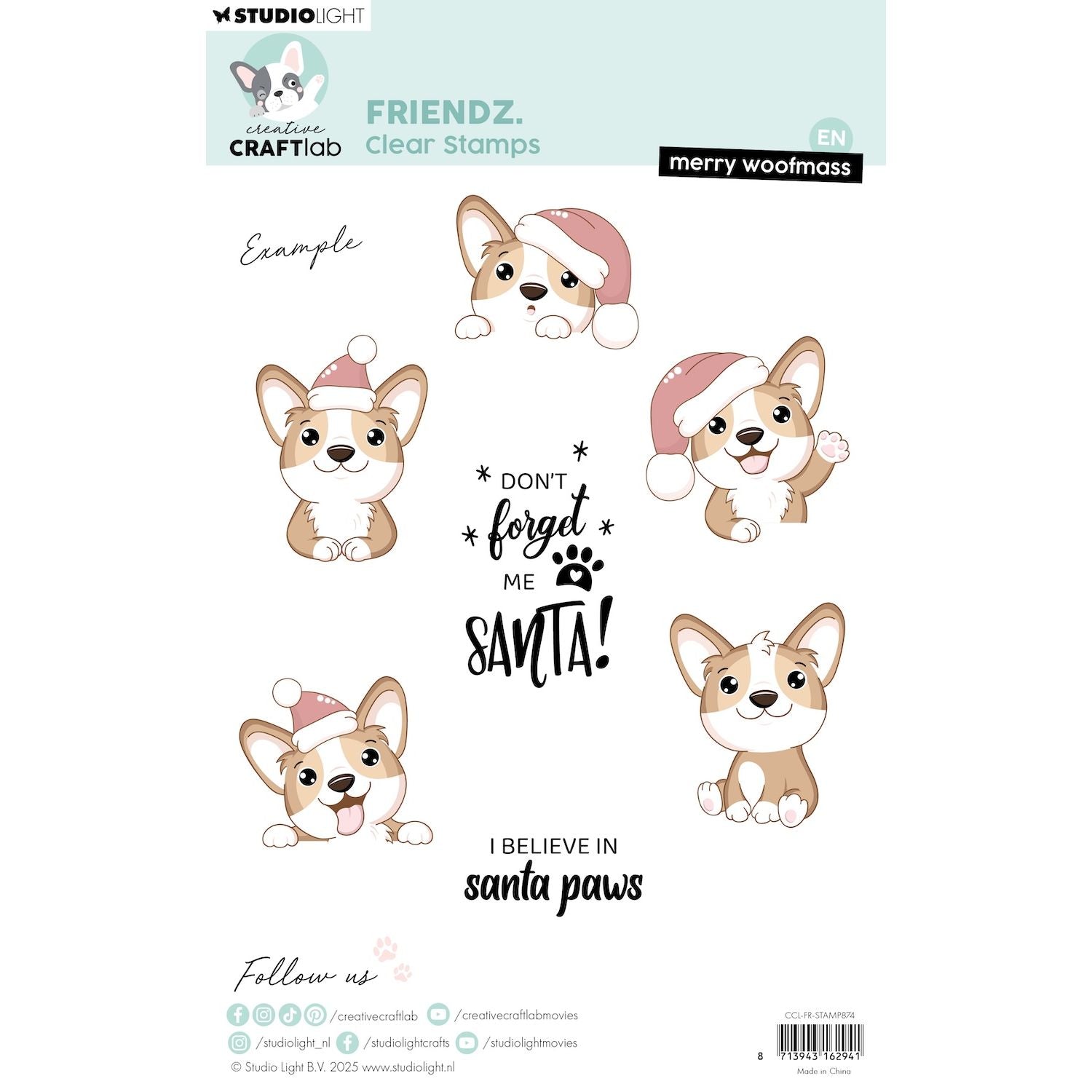 Studio Light Merry Woofmass Friendz Clear Stamps ccl-fr-stamp874 puppy
