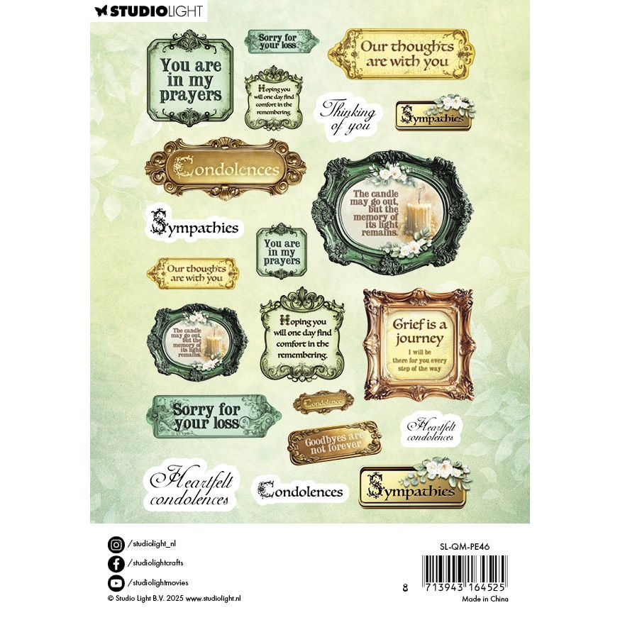 Studio Light Quiet Morning Paper Elements Sentiments sl-qm-pe46 pieces