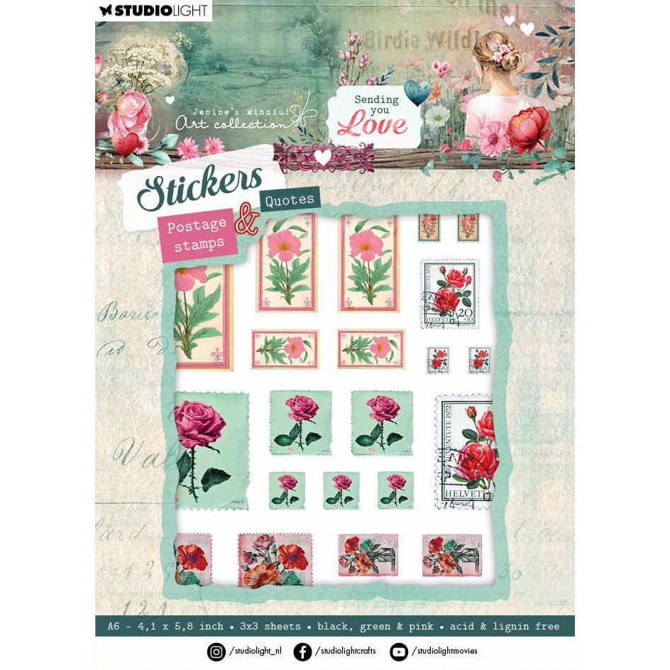 Studio Light Sending You Love Sticker Sheets Postage and Quotes jma-syl-stic36