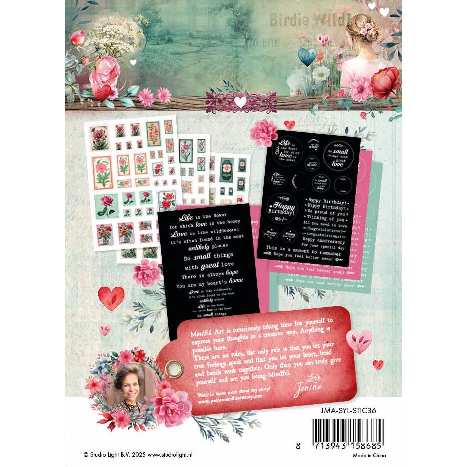 Studio Light Sending You Love Sticker Sheets Postage and Quotes jma-syl-stic36 package back