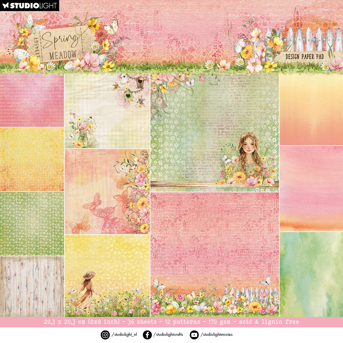 Studio Light Spring Meadow Paper Pad Background Paper sl-sm-dpp270
