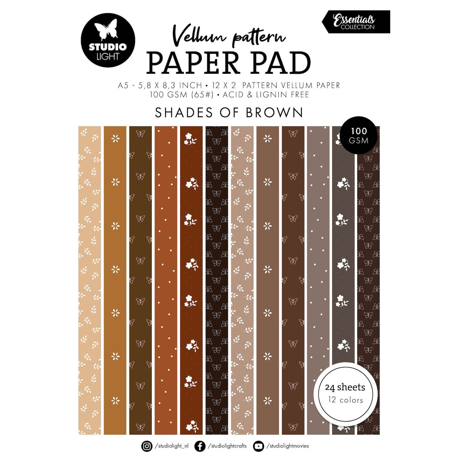 Studio Light Vellum Paper Pad Spring Brown Print sl-es-vppp451