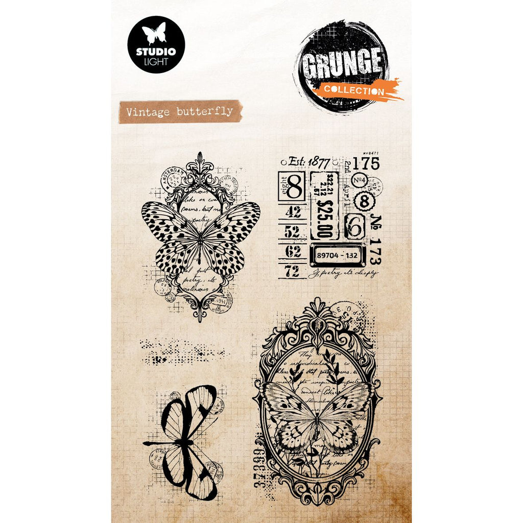 Studio Light Vintage Butterfly Grunge Collection Clear Stamps sl-gr-stamp893