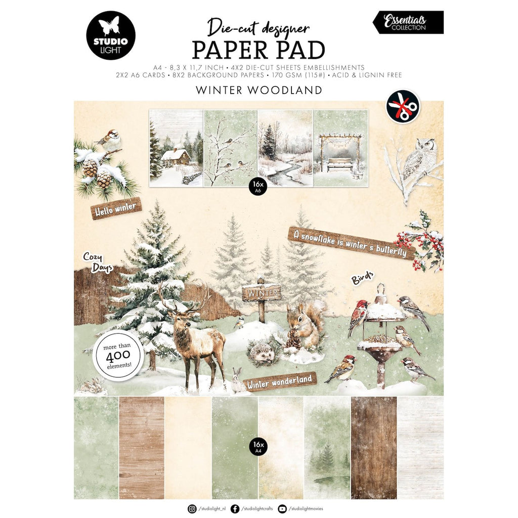 Studio Light Winter Woodland Essentials Die-cut Paper Pad sl-es-dcpp387