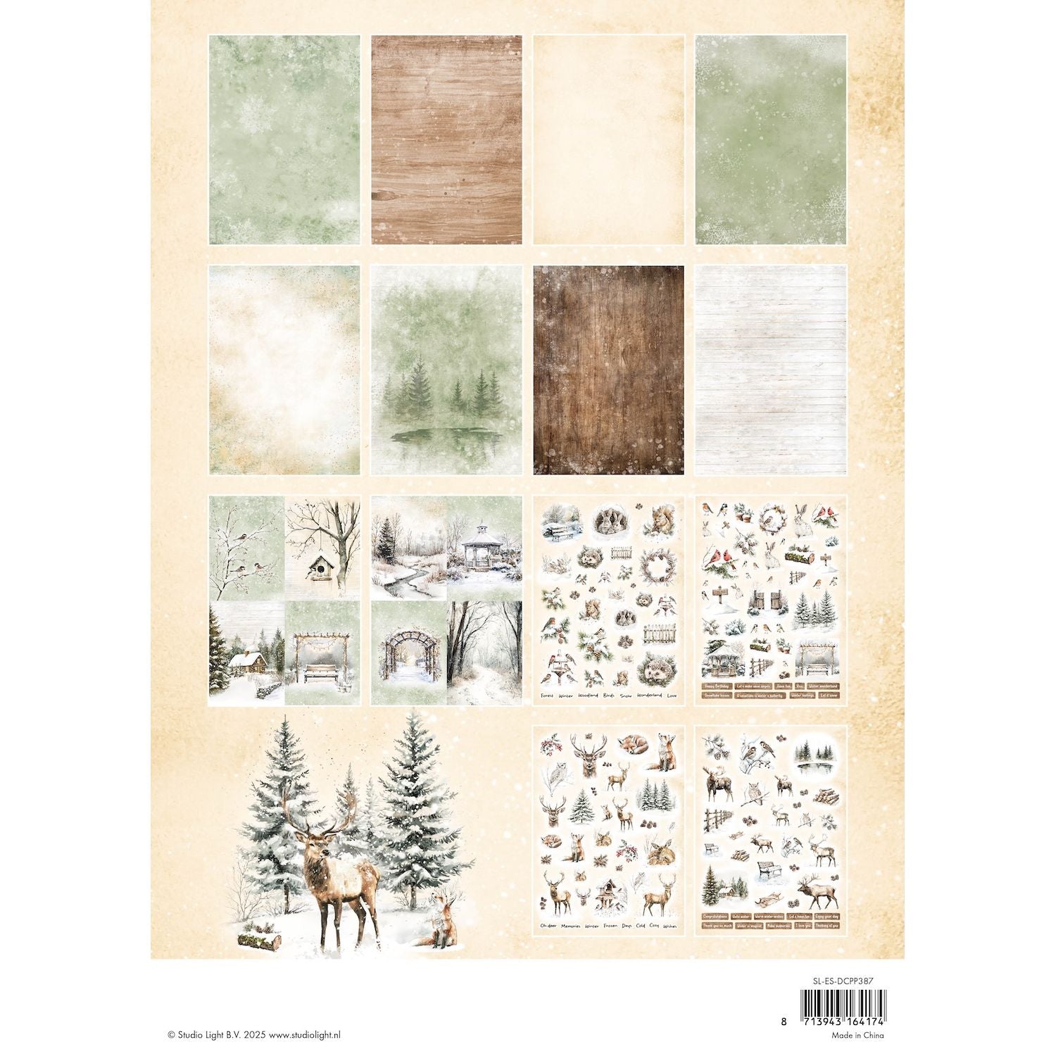 Studio Light Winter Woodland Essentials Die-cut Paper Pad sl-es-dcpp387 package back