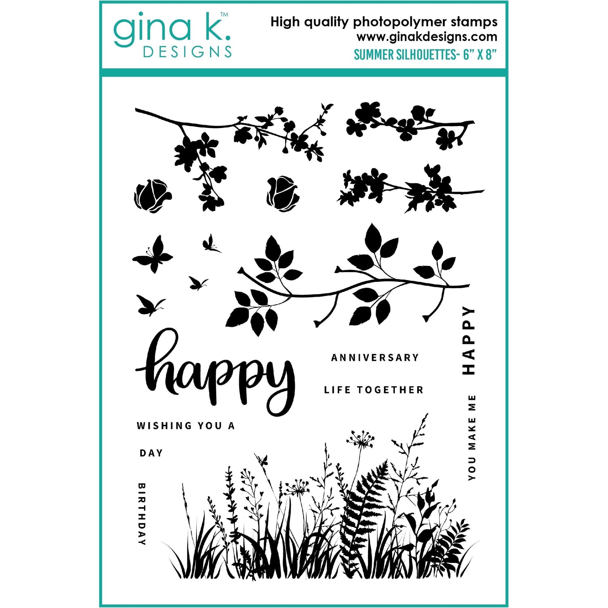 Gina K Designs SUMMER SILHOUETTES Clear Stamps gkd139