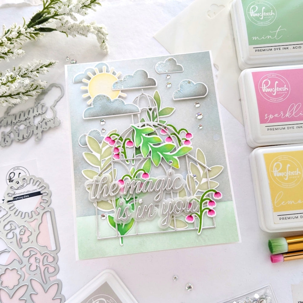 PinkFresh Studio Summer Blooms Stencil Set 154522 Magic In You Card | color-code:ALT01