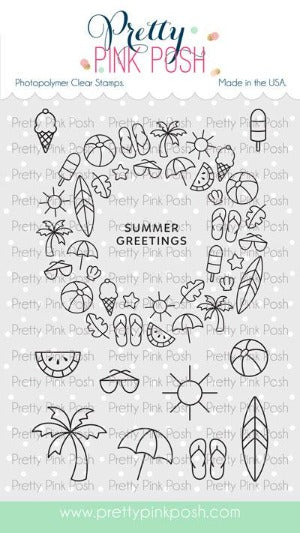 Pretty Pink Posh SUMMER WREATH Clear Stamps