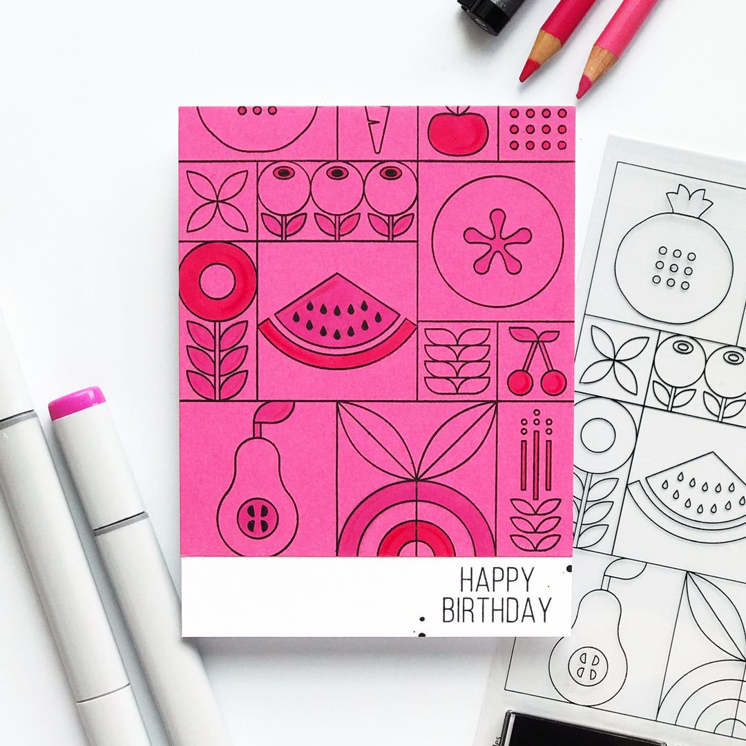 Simon Says Clear Stamps Summer Fruit Tiles 2062ssc Sunny Vibes Birthday Card