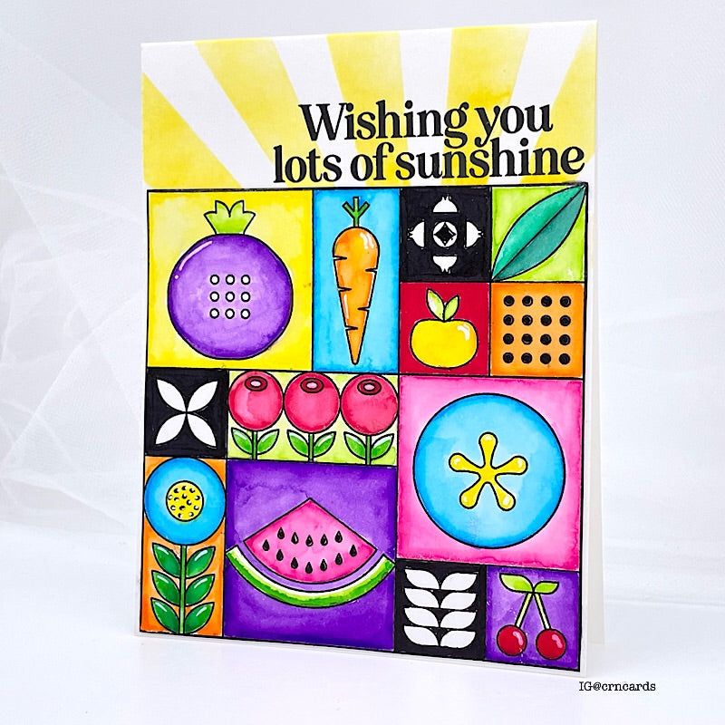 Simon Says Clear Stamps Summer Fruit Tiles 2062ssc Sunny Vibes Wishing You Sunshine Card