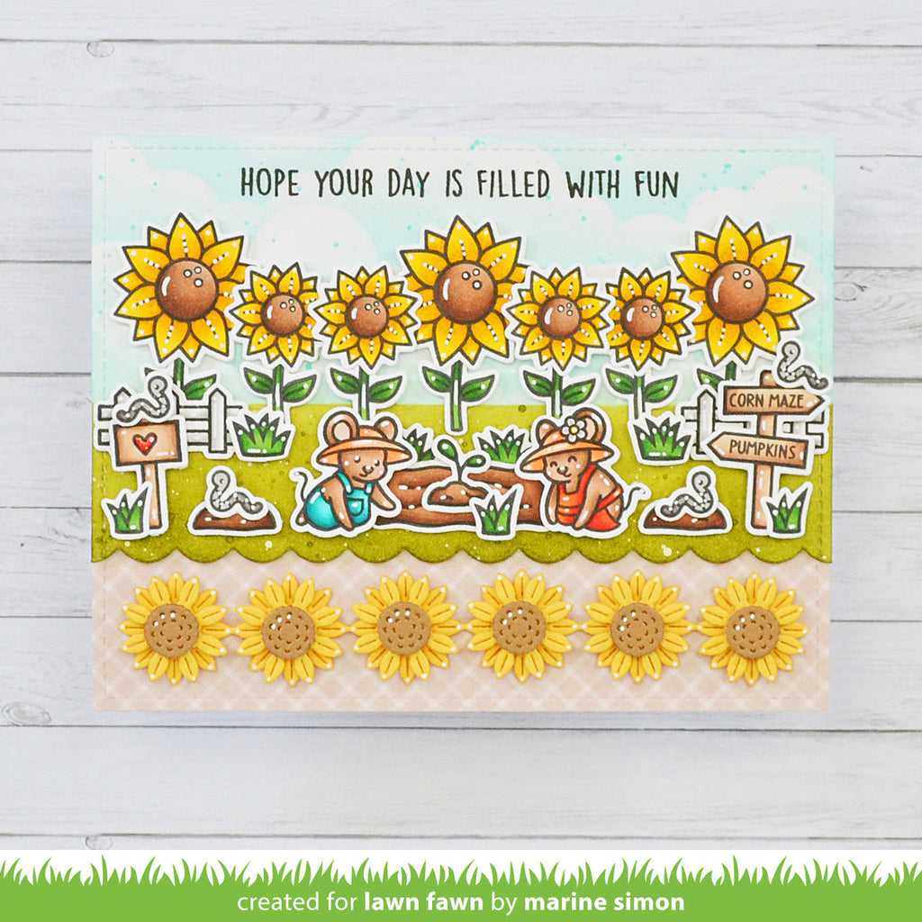 Lawn Fawn Sunflower Border Dies lf3528 Filled with Fun