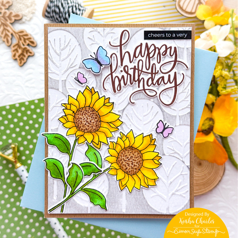 Simon Says Clear Stamps Sunflower Dance 1291ssc Birthday Card