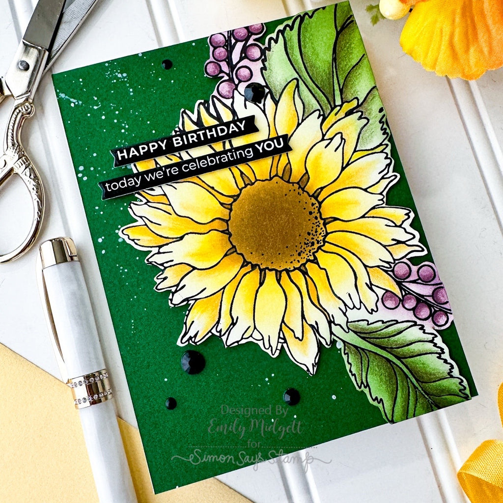 Simon Says Clear Stamp Sunflower Dreams 1294ss STAMPtember Birthday Card | color-code:ALT09