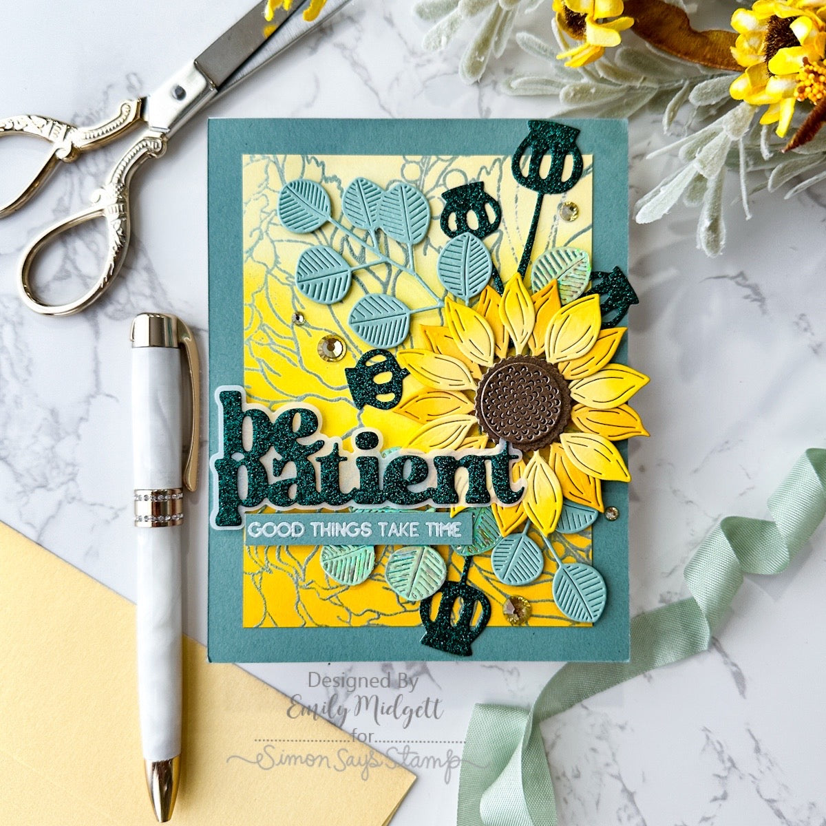 Simon Says Clear Stamp Sunflower Dreams 1294ss STAMPtember Be Patient Card | color-code:ALT08
