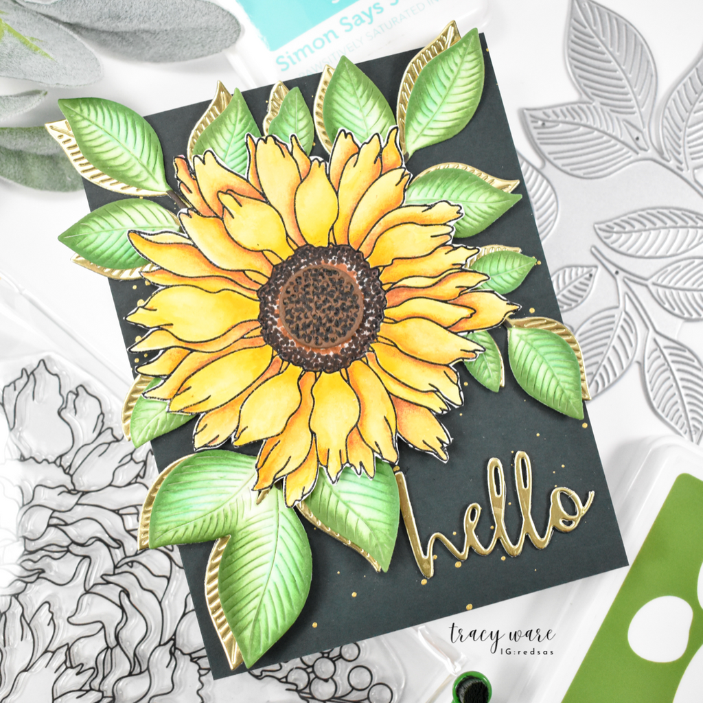 Simon Says Clear Stamp Sunflower Dreams 1294ss STAMPtember Hello Card | color-code:ALT02