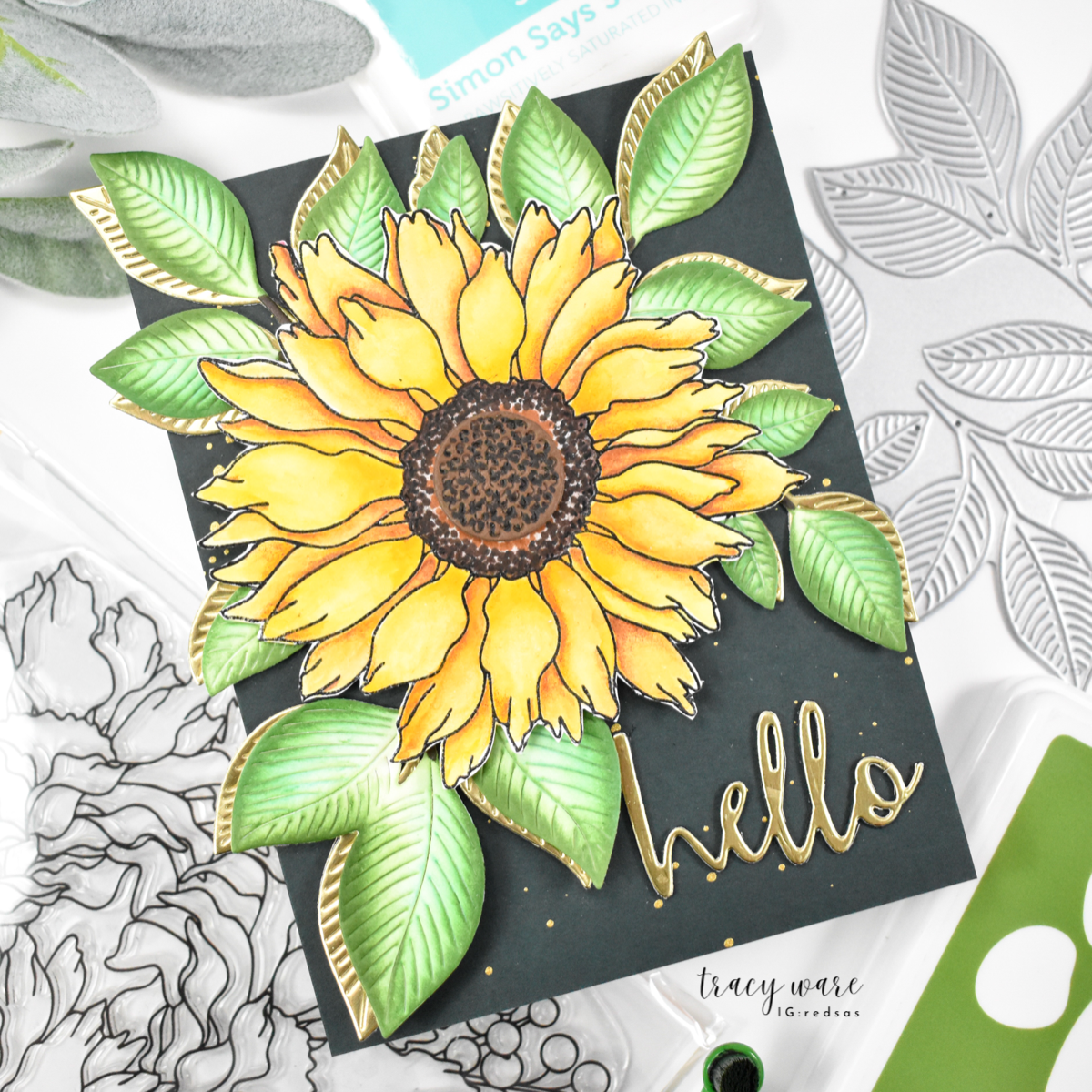 Simon Says Clear Stamp Sunflower Dreams 1294ss STAMPtember Hello Card | color-code:ALT02
