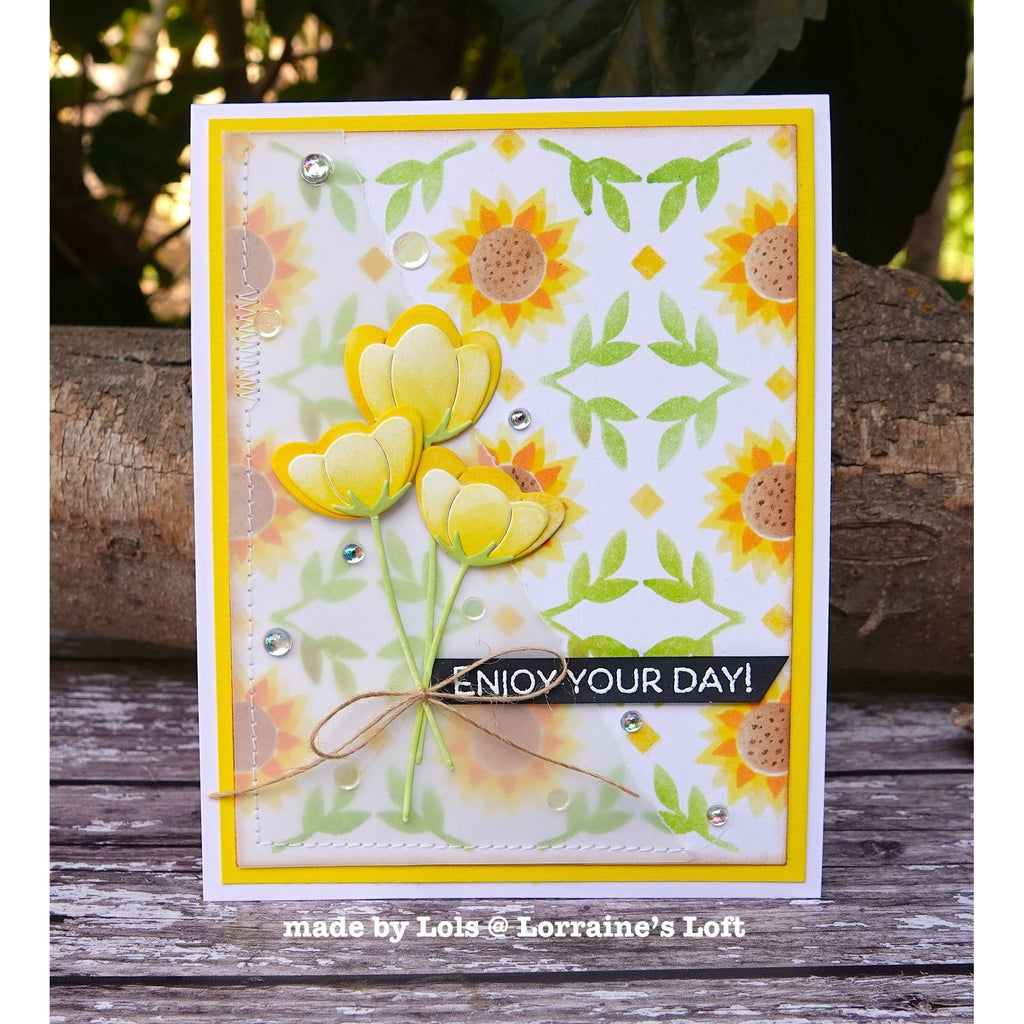 Simon Says Stamp Stencils Sunflower Pattern 1044st Cheering for You Birthday Card | color-code:ALT02