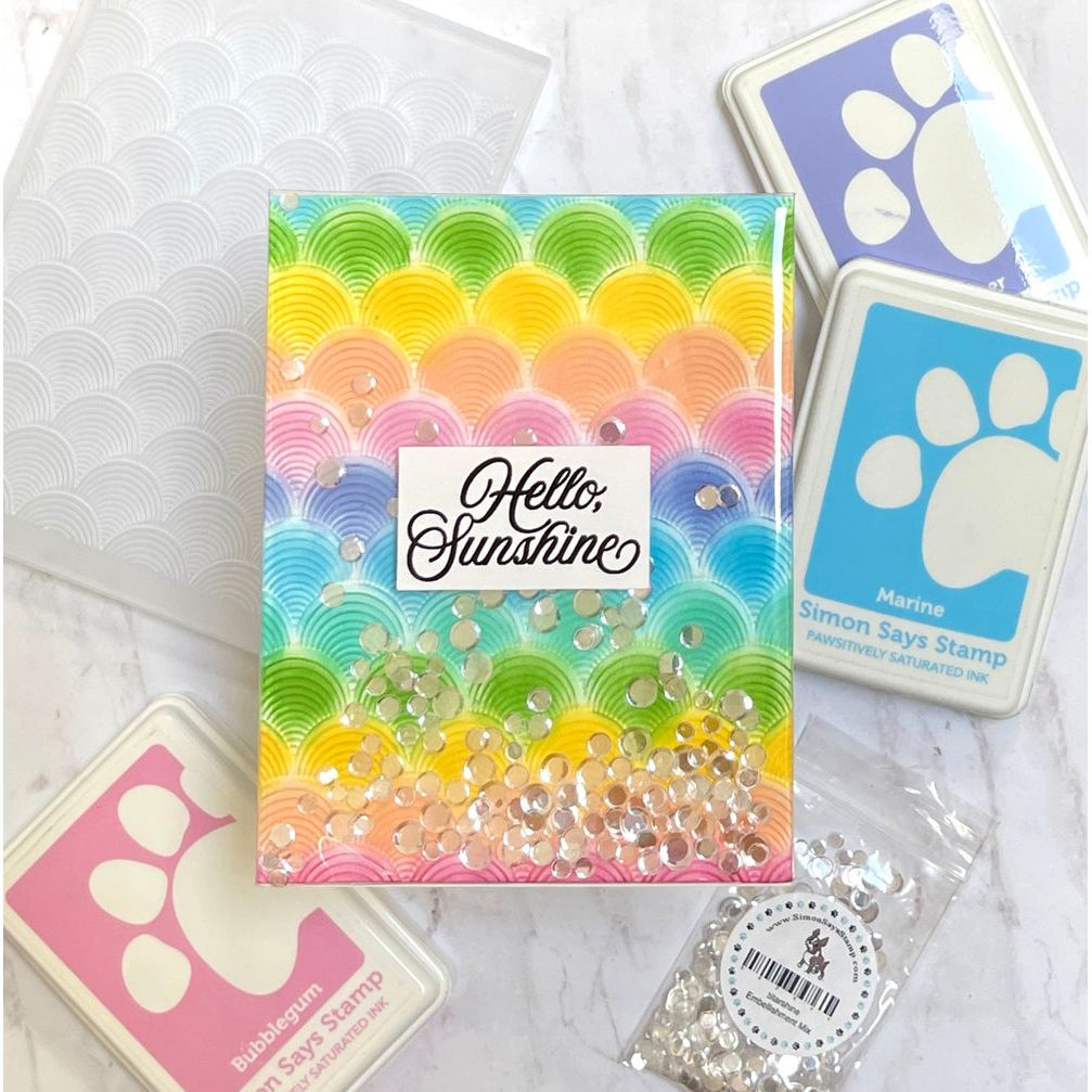 Simon Says Stamp Embossing Folder Sunrise Overlay sf374 Celebrate Hello Card | color-code:ALT01