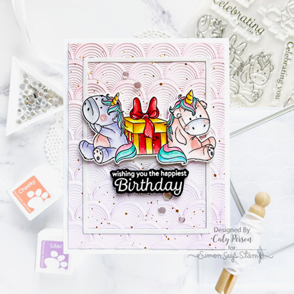 Simon Says Stamp Embossing Folder Sunrise Overlay sf374 Celebrate Birthday Card | color-code:ALT02