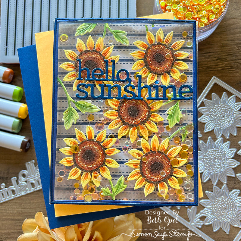 Simon Says Stamp Super Sunflower Plate Wafer Die s843 Just A Note Hello Card | color-code:ALT04