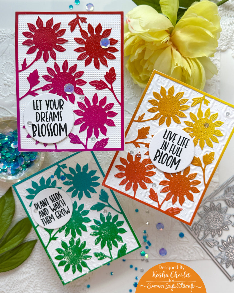 Simon Says Stamp Super Sunflower Plate Wafer Die s843 Just A Note Encouragement Cards | color-code:ALT09