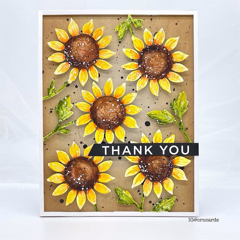 Simon Says Stamp Super Sunflower Plate Wafer Die s843 Just A Note Thank You Card