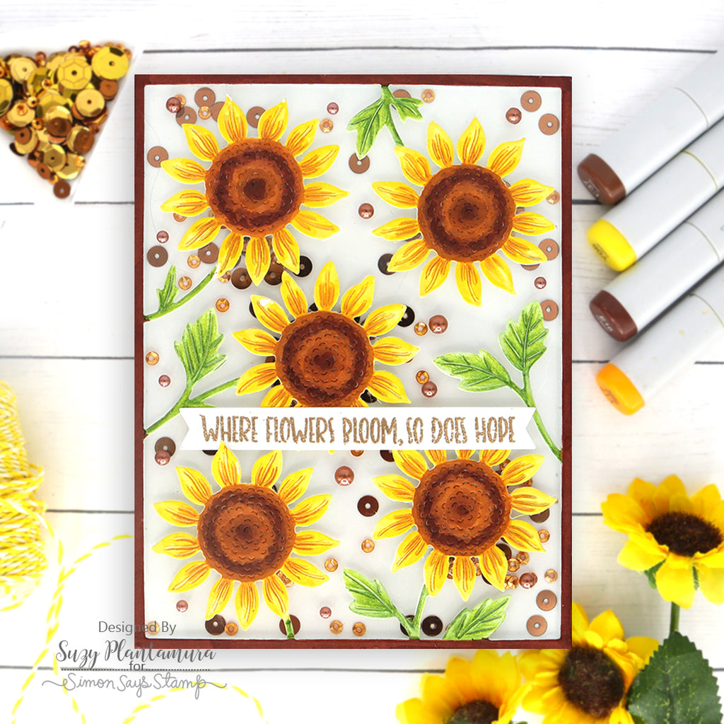 Simon Says Stamp Super Sunflower Plate Wafer Die s843 Just A Note Encouragement Card | color-code:ALT07