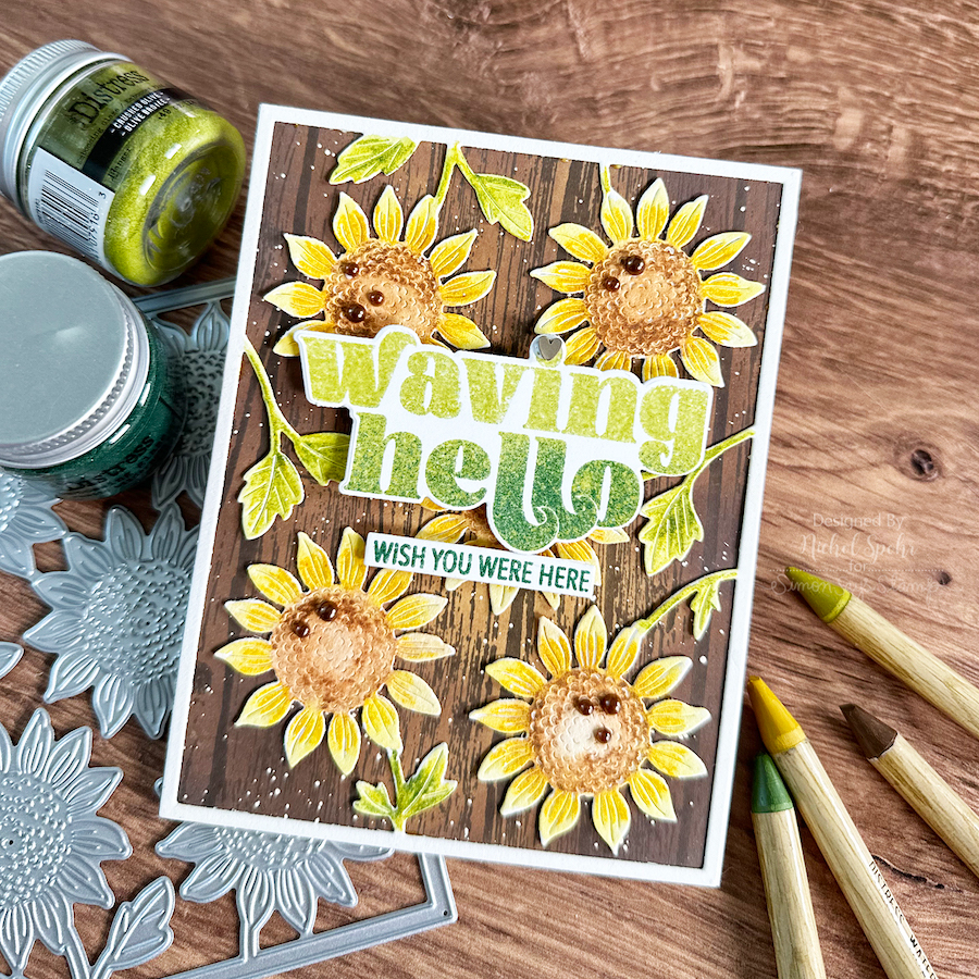 Simon Says Stamp Super Sunflower Plate Wafer Die s843 Just A Note Hello Card | color-code:ALT08