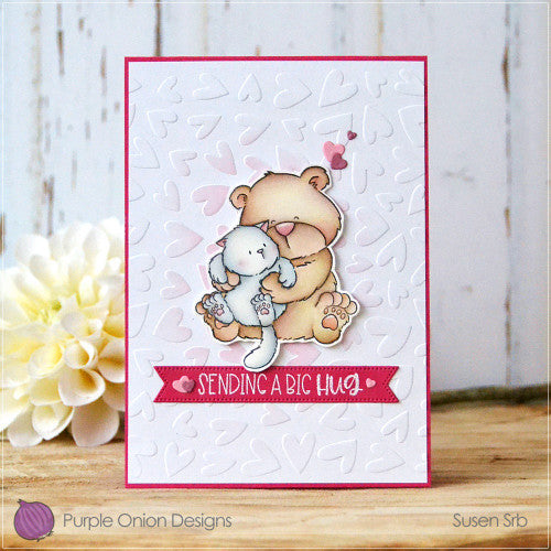 Purple Onion Designs Brownie Bear And Tofu Cuddles Cling Stamp pod5013 Sending A Big Hug Card