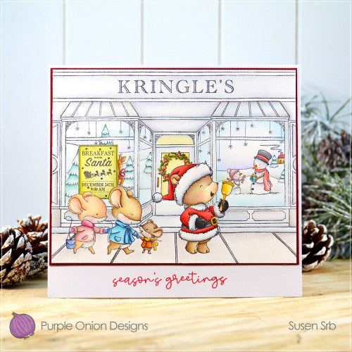 Purple Onion Designs Kringle's Department Store And Window Signs Cling Stamp pod1376 Season's Greetings Store Card