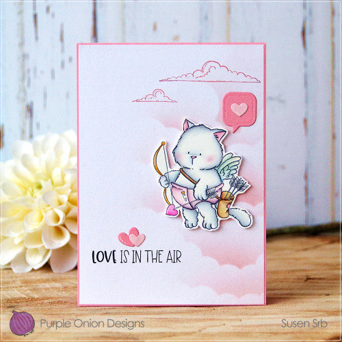 Purple Onion Designs Tofu The Cupid Cling Stamp pod5015 Feline Valentine Card