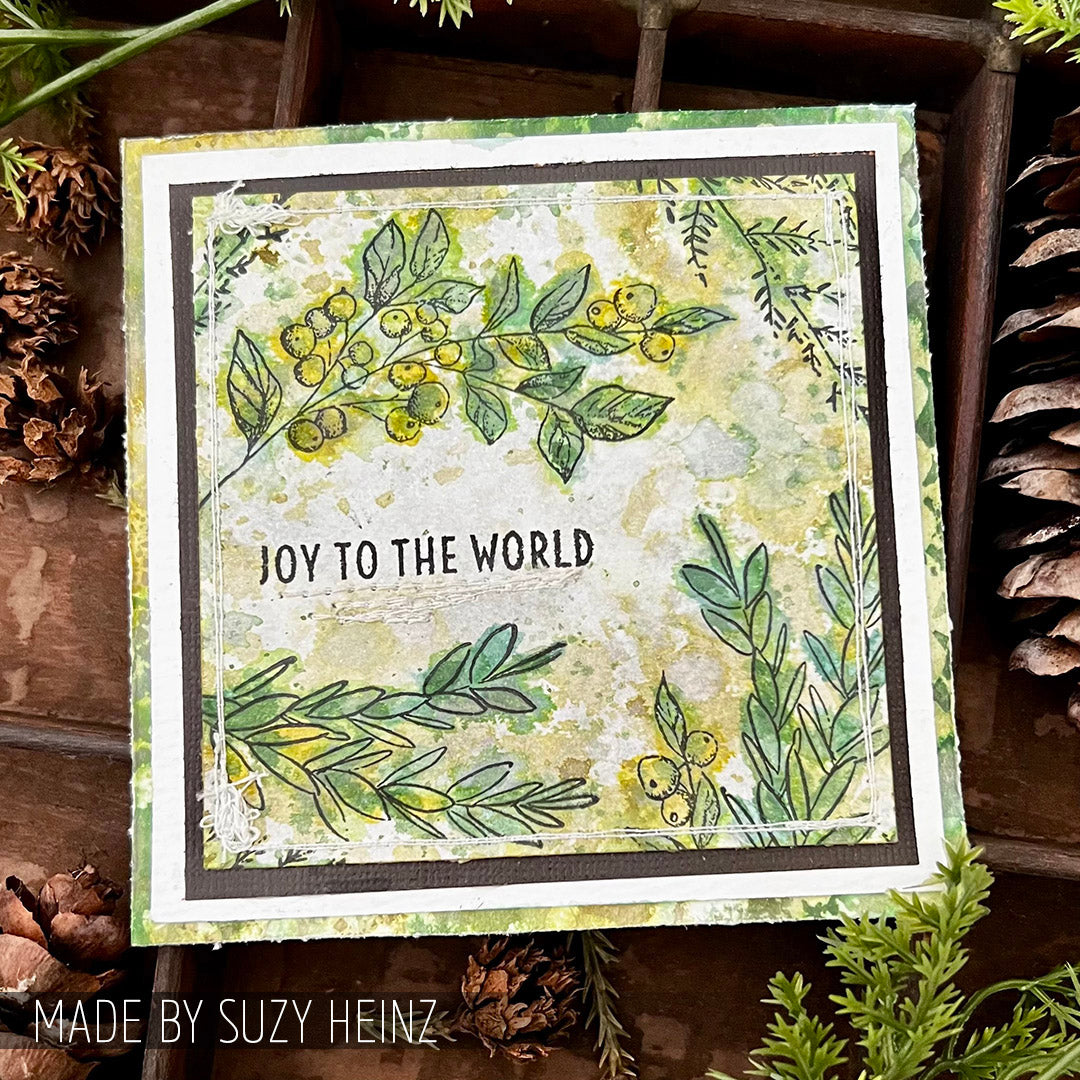 Tim Holtz Clear Stamps and Stencil Sketch Greenery, Plaid and Nordic thmm132