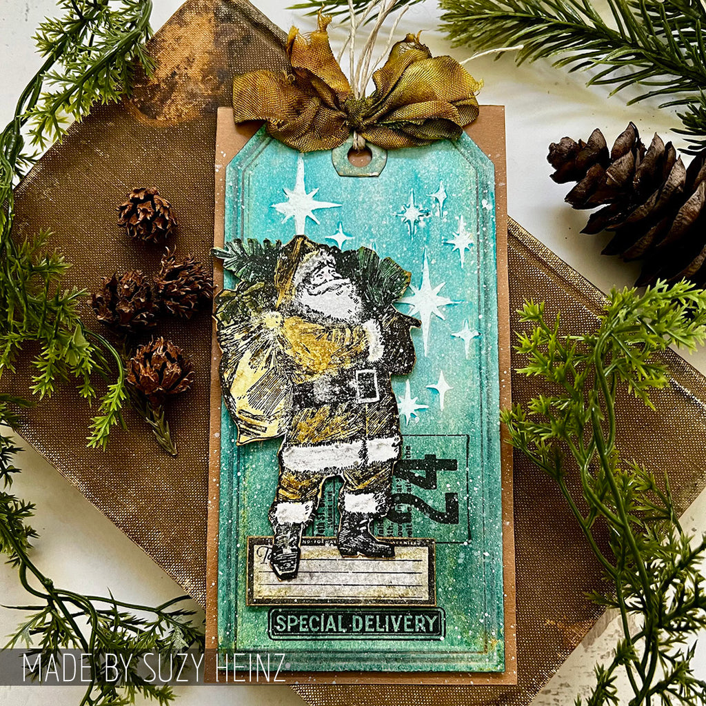 Tim Holtz Clear Stamps and Stencil Vintage Holiday, Sparkle, and Peppermint thmm131